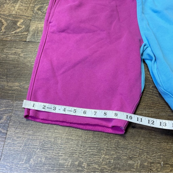 Champion Reverse Weave Cut Off Teal Pink Colorblock Sweat Shorts Adult Medium - Picture 7 of 11
